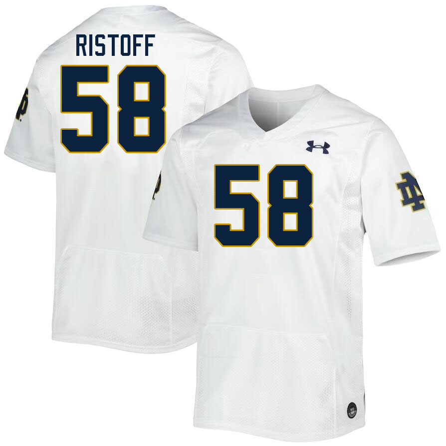 Men #58 Grant Ristoff Notre Dame Fighting Irish College Football Jerseys Stitched Sale-White